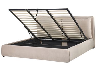 Bed met opbergruimte Fluweel BAJONNA 180 x 200 cm Beige