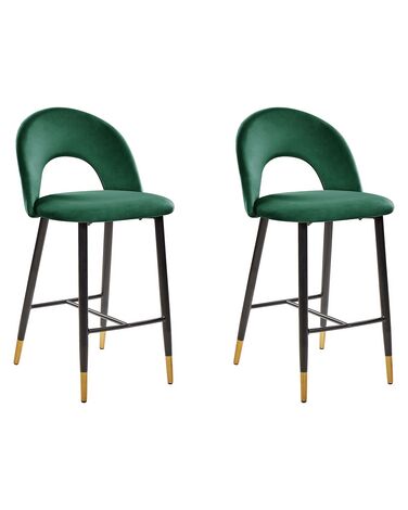 Set van 2 barstoelen FALTON Fluweel Smaragdgroen