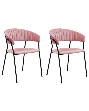 Set van 2 eetkamerstoelen MARIPOSA Fluweel Roze