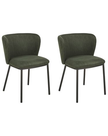 Set van 2 eetkamerstoelen MINA Stof Donkergroen