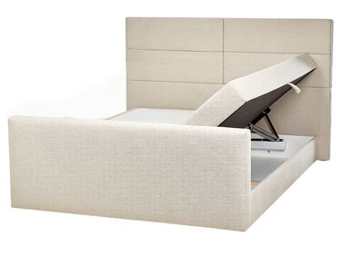 Boxspring met opbergruimte Stof ARISTOCRAT 160 x 200 cm Lichtbeige