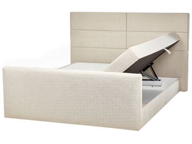 Boxspring met opbergruimte Stof ARISTOCRAT 180 x 200 cm Lichtbeige
