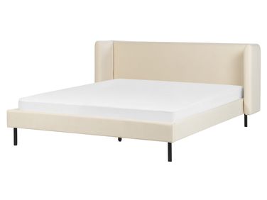 Bed Fluweel ARETTE 160 x 200 cm Lichtbeige