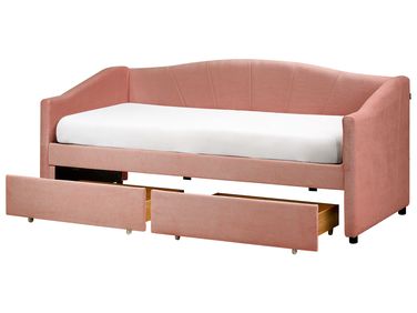 Bedbank met opbergruimte Stof VITTEL 90 x 200 cm Roze