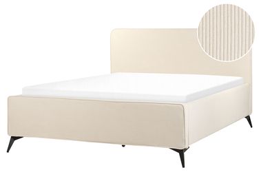 Bed Corduroy VALOGNES 160 x 200 cm Lichtbeige