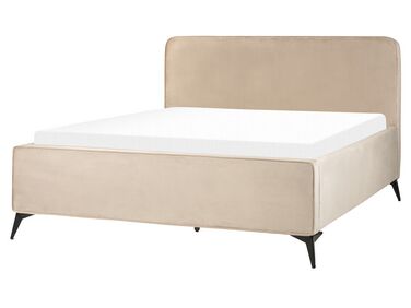 Bed Fluweel VALOGNES 160 x 200 cm Taupe