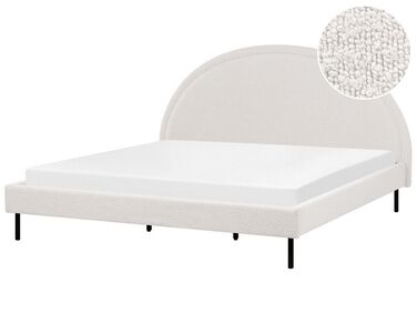 Bed Bouclé MARGUT 180 x 200 cm Wit