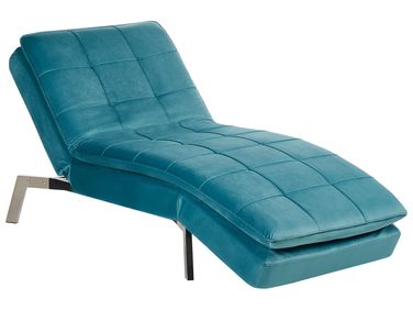 Chaise longue LOIRET Velours Bleu paon