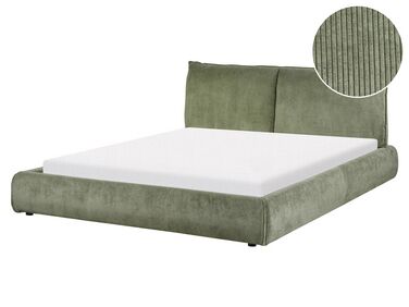 Bed Corduroy VINAY 160 x 200 cm Olijfgroen