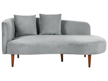 Linkszijdige chaise longue CHAUMONT Fluweel Lichtgrijs