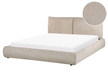 Waterbed Corduroy VINAY 160 x 200 cm (EU King Size) Taupe