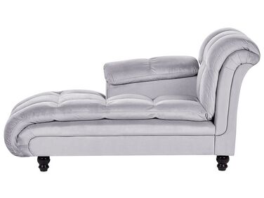 Chaise longue côté droit LORMONT Velours Gris clair