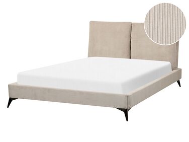 Bed Corduroy MELLE 140 x 200 cm Taupe