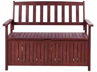 Banc de jardin SOVANA 120 cm avec rangement Acacia Rouge foncé