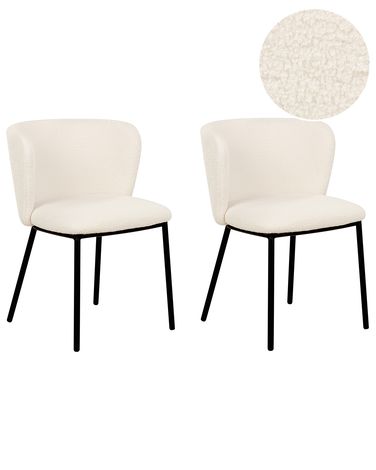 Set van 2 eetkamerstoelen MINA Bouclé Gebroken wit
