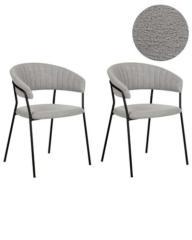 Set van 2 eetkamerstoelen MARIPOSA Bouclé Grijs