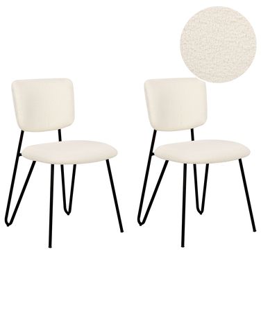 Set van 2 eetkamerstoelen NELKO Bouclé Gebroken wit
