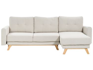 Canapé-lit 3 places SIRO Tissu Beige clair avec rangement Côté gauche