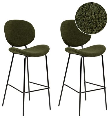 Set van 2 barstoelen LUANA Bouclé Donkergroen