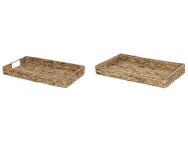 Set van 2 decoratieve dienbladen KONTUM Wicker Natuurlijk