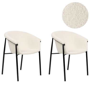 Set van 2 eetkamerstoelen AMES Bouclé Gebroken wit