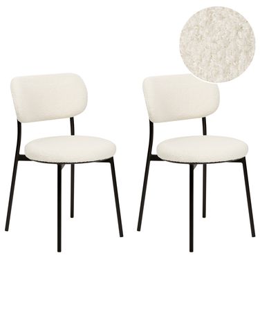 Set van 2 eetkamerstoelen CASEY Bouclé Gebroken wit