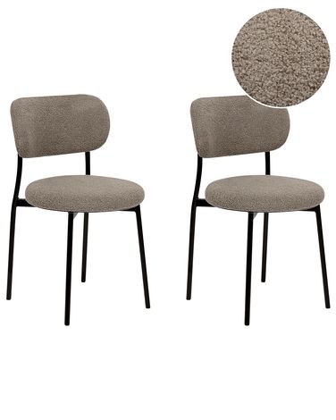 Set van 2 eetkamerstoelen CASEY Bouclé Taupe