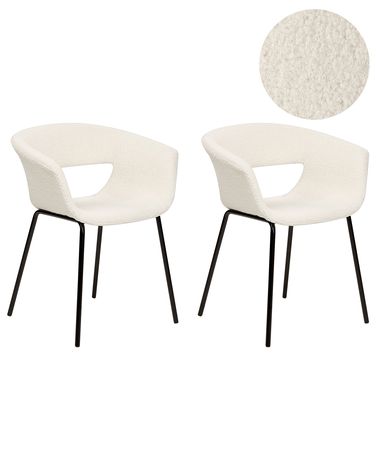 Set van 2 eetkamerstoelen ELMA Bouclé Gebroken wit