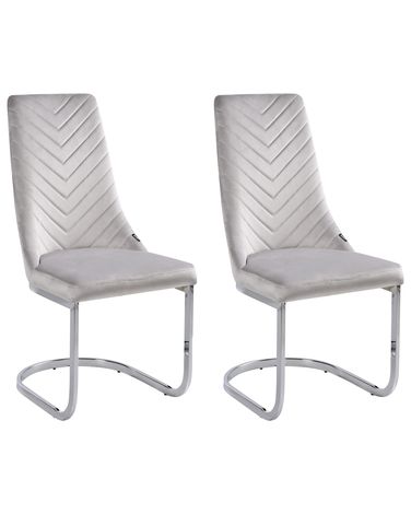 Set van 2 eetkamerstoelen ALTOONA Fluweel Grijs