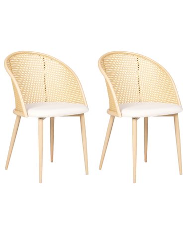 Set van 2 eetkamerstoelen CORNELL Metaal Lichtbeige