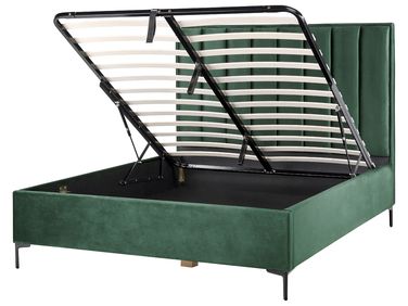 Bed met opbergruimte Fluweel SEZANNE 160 x 200 cm Donkergroen