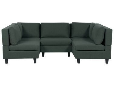 Modular U-Shape Sofa 5 Seater UNSTAD Fabric Dark Green