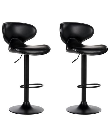 Set van 2 barstoelen CONWAY Kunstleer draaibaar Zwart