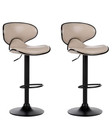 Set van 2 barstoelen CONWAY Kunstleer draaibaar Lichtbeige
