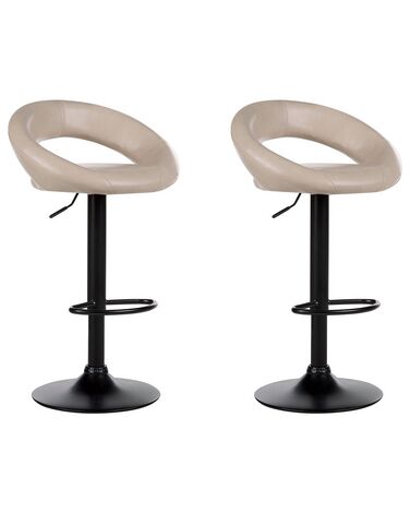 Set van 2 barstoelen PEORIA Kunstleer draaibaar Lichtbeige