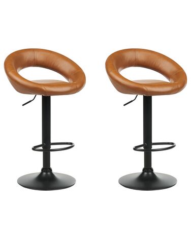 Set van 2 barstoelen PEORIA Kunstleer draaibaar Goudbruin