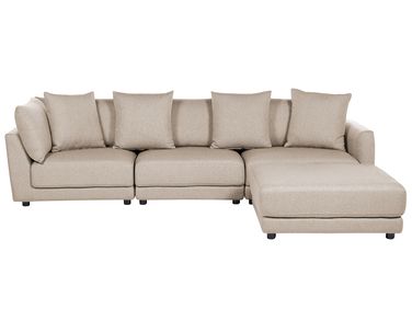 Canapé 3 places SIGTUNA Tissu Beige avec ottoman