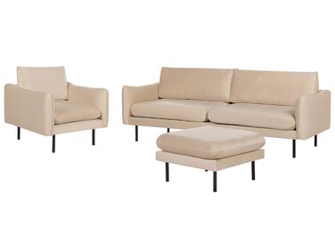 Bankenset 5-zits VINTERBRO Fluweel Beige met ottomaan