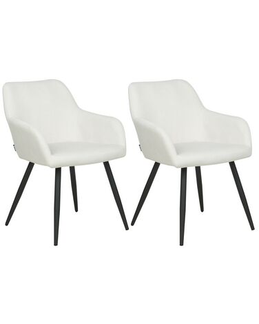 Set van 2 eetkamerstoelen CASMALIA Fluweel Gebroken wit