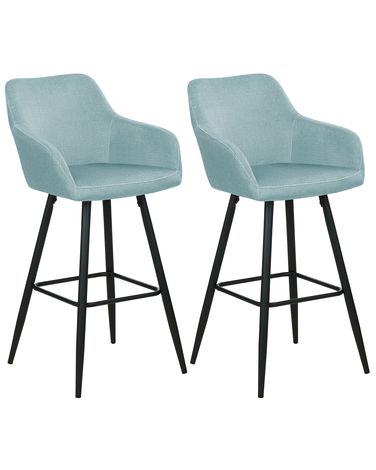 Set van 2 barstoelen CASMALIA Fluweel Lichtblauw