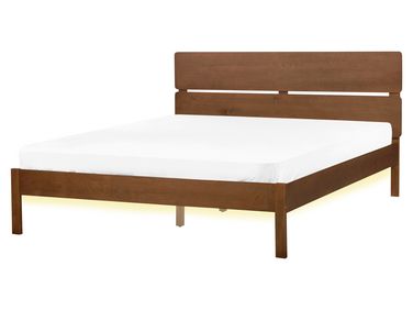 Bed met LED-verlichting Hout BOISSET 160 x 200 cm Donkerbruin
