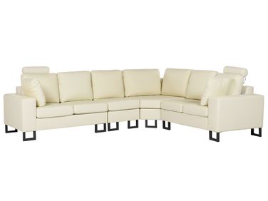 Canapé d'angle 6 places STOCKHOLM Cuir Beige clair Côté gauche