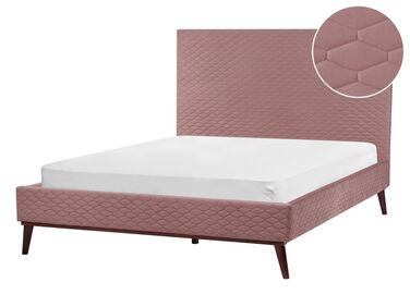 Bed Fluweel BAYONNE 140 x 200 cm Roze