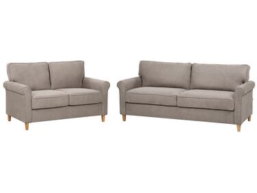 Ensemble de salon 5 places RONNEBY Tissu Marron clair