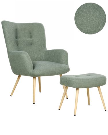Fauteuil à oreilles VEJLE Bouclé Vert clair