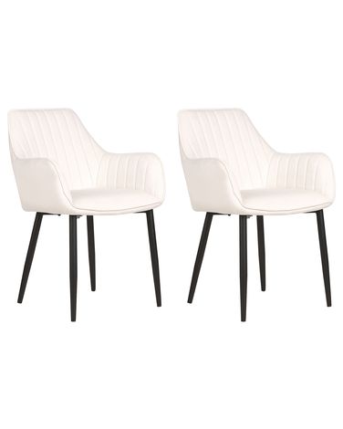 Set van 2 eetkamerstoelen WELLSTON Fluweel Gebroken wit