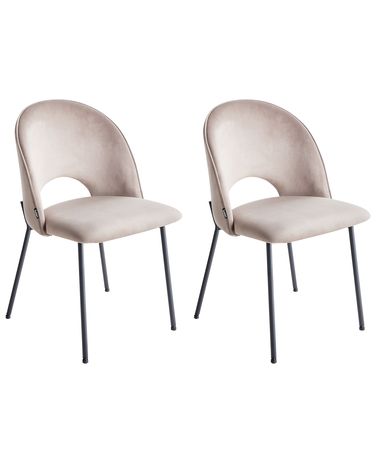 Set van 2 eetkamerstoelen COVELO Fluweel Taupe
