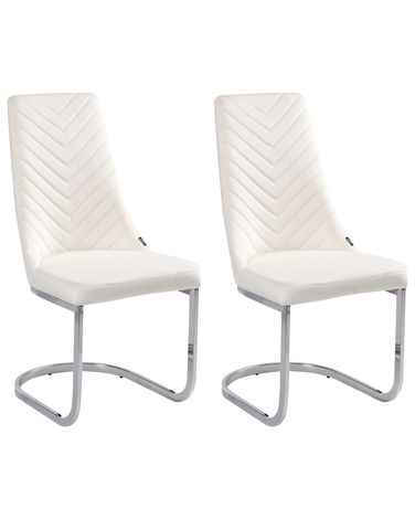 Set van 2 eetkamerstoelen ALTOONA Fluweel Gebroken wit