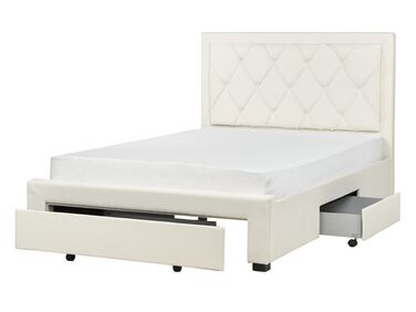 Bed met opbergladen Fluweel LIEVIN 140 x 200 cm Lichtbeige