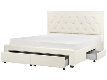 Bed met opbergladen Fluweel LIEVIN 180 x 200 cm Lichtbeige